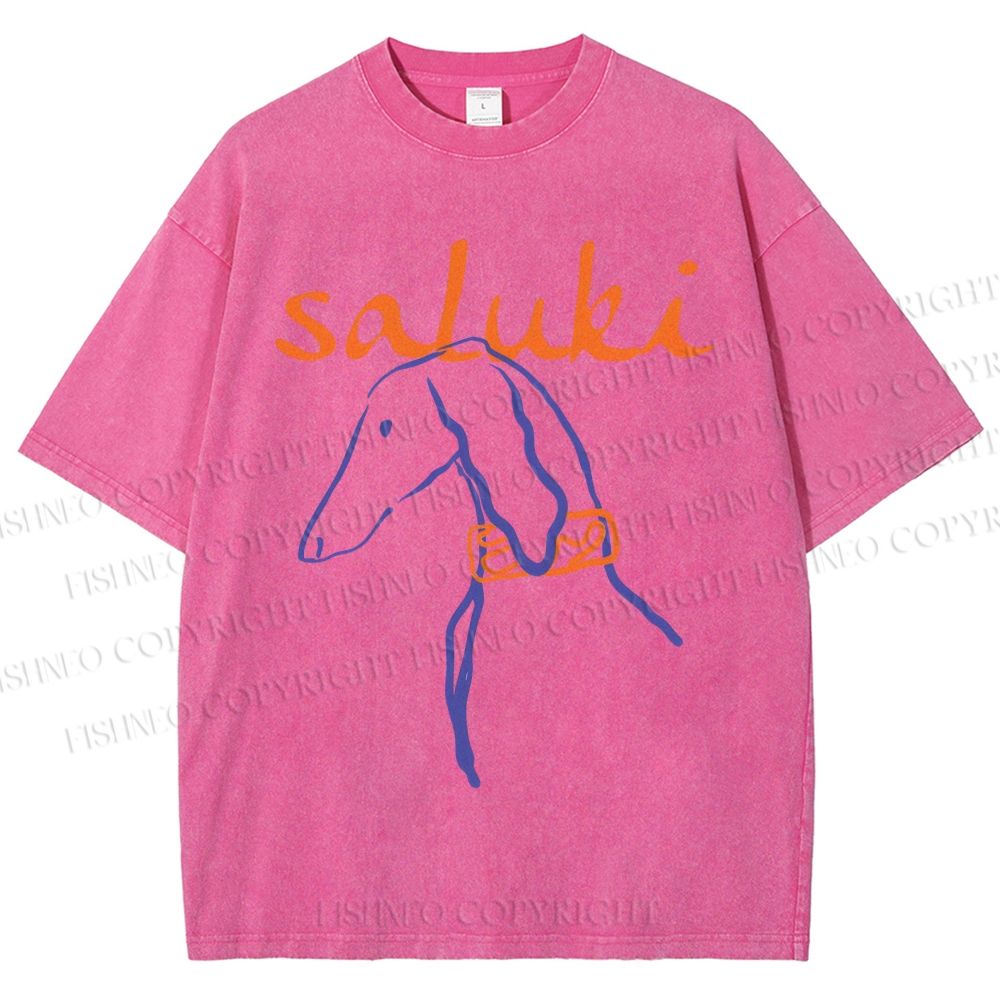 Unisex Saluki Printed Washed Tee