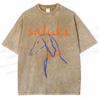 Unisex Saluki Printed Washed Tee