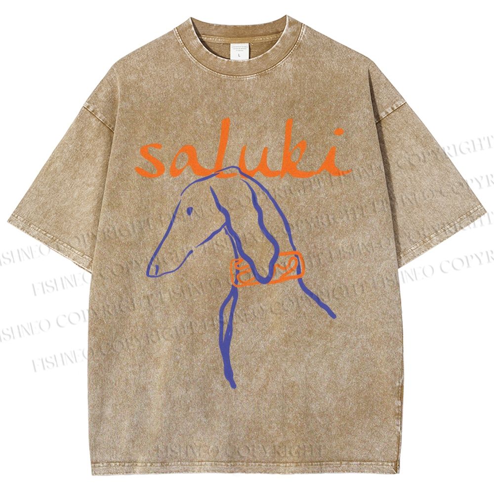 Unisex Saluki Printed Washed Tee