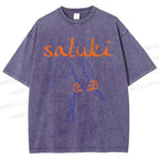 Unisex Saluki Printed Washed Tee