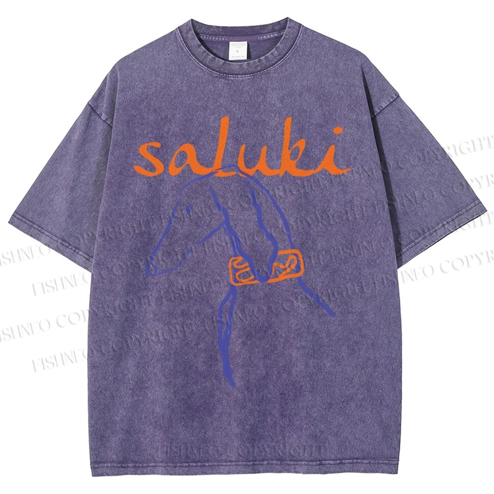 Unisex Saluki Printed Washed Tee
