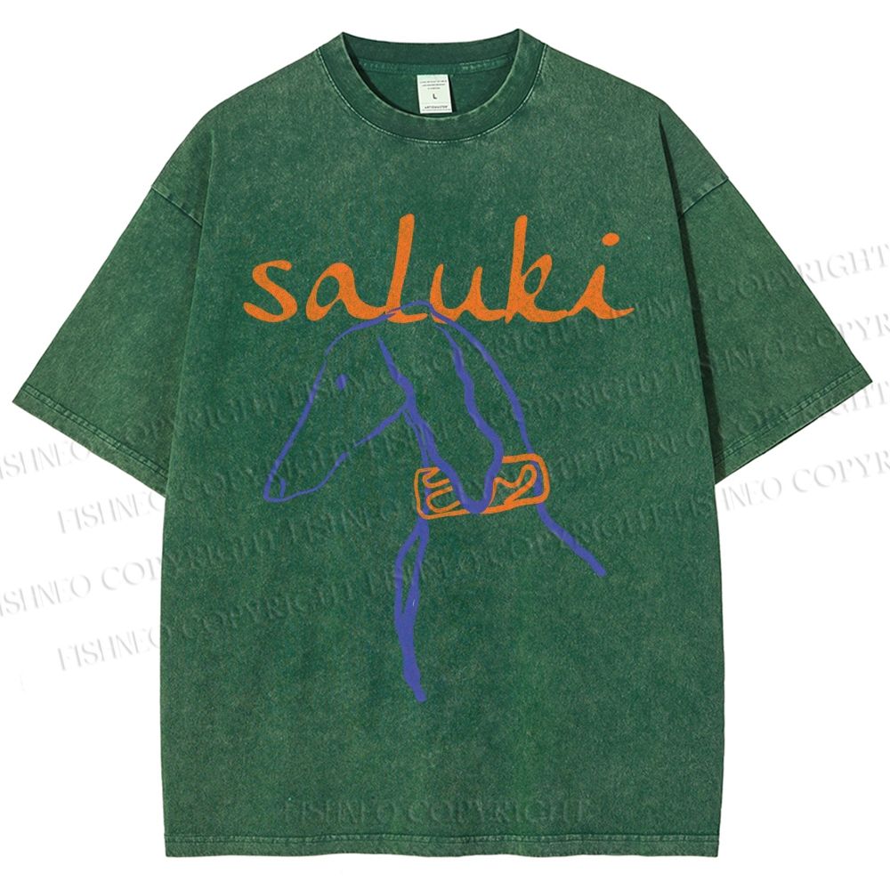 Unisex Saluki Printed Washed Tee