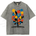 Unisex Bauhaus Geometric Flowers Printed Washed Tee