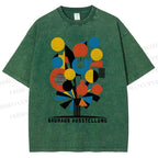 Unisex Bauhaus Geometric Flowers Printed Washed Tee