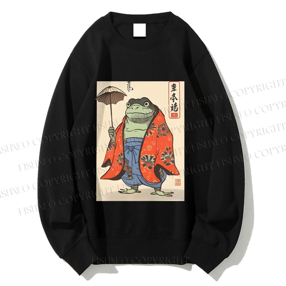 Unisex Japanese Vintage Frog Printed Sweatshirt