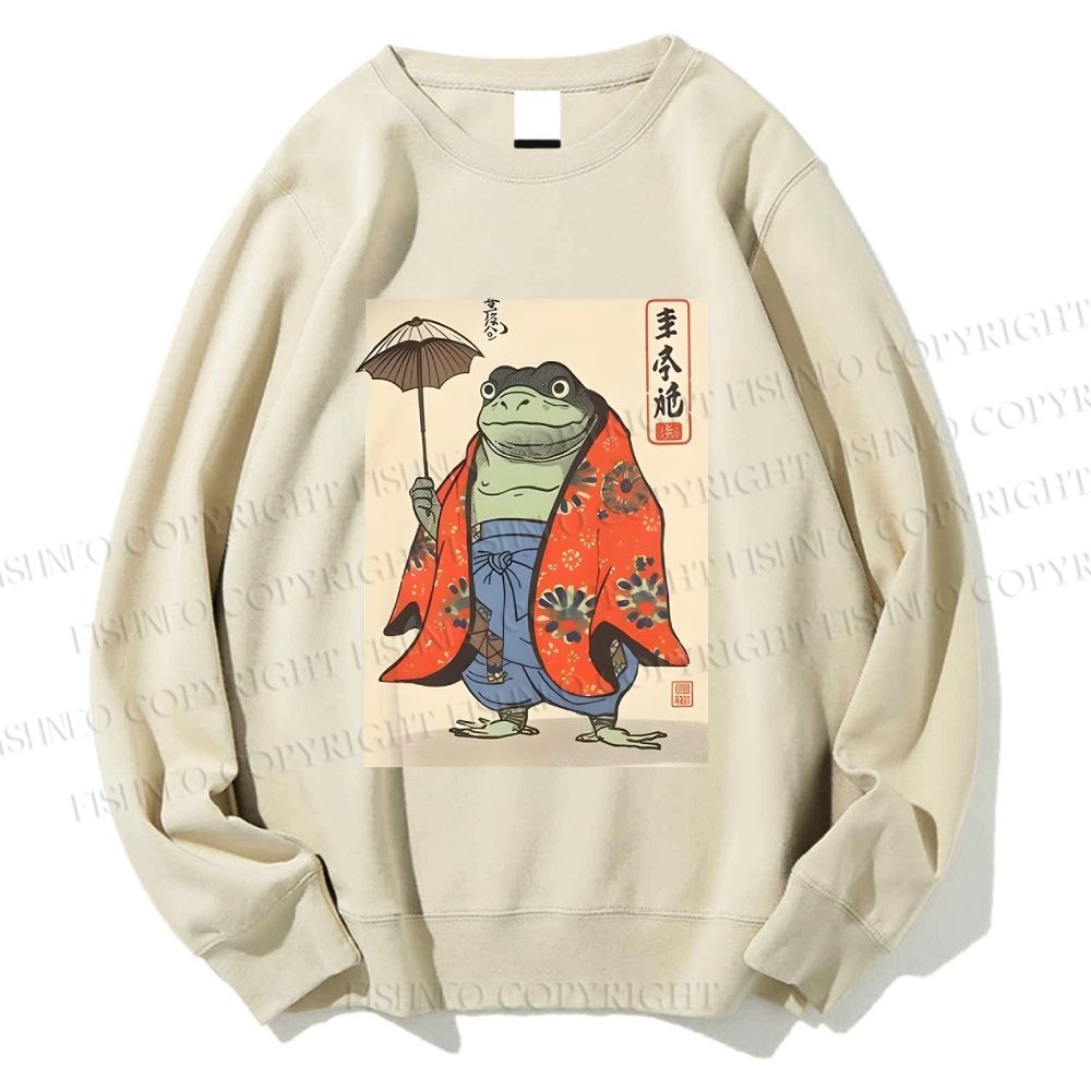 Unisex Japanese Vintage Frog Printed Sweatshirt