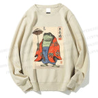 Unisex Japanese Vintage Frog Printed Sweatshirt
