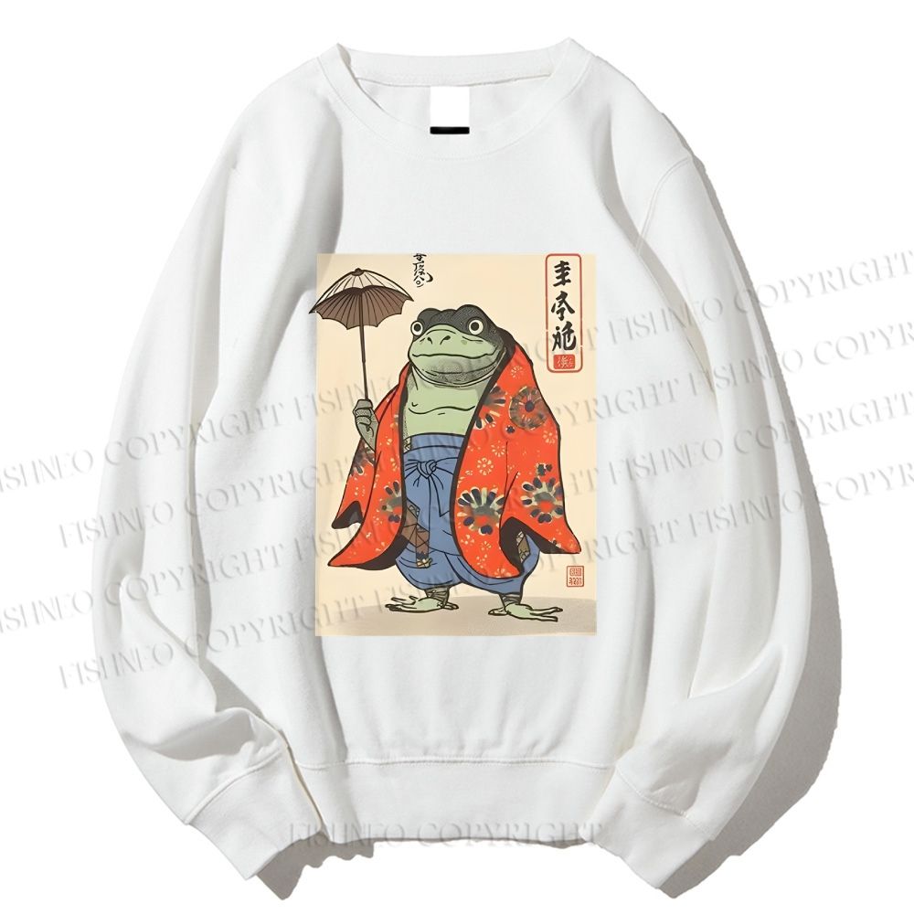Unisex Japanese Vintage Frog Printed Sweatshirt
