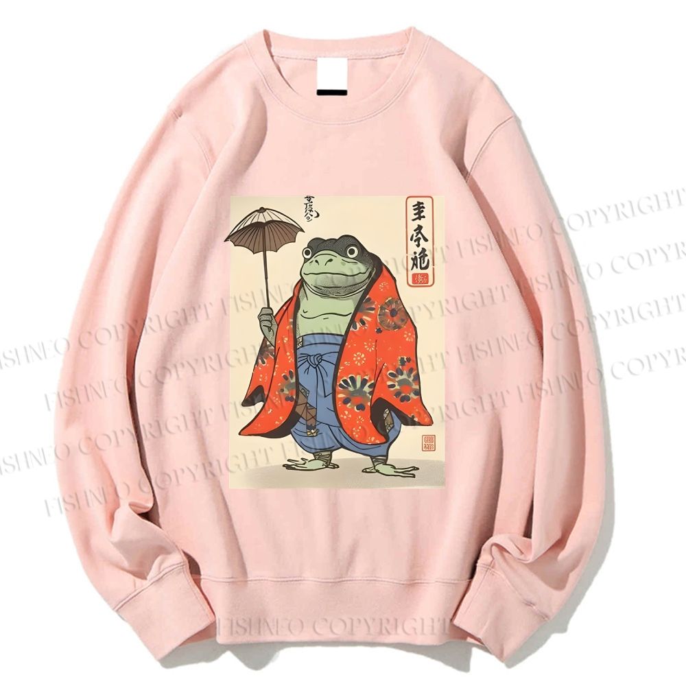 Unisex Japanese Vintage Frog Printed Sweatshirt