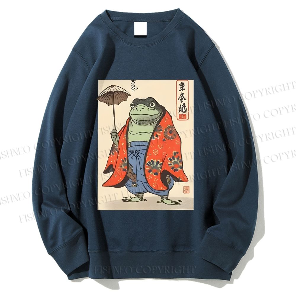 Unisex Japanese Vintage Frog Printed Sweatshirt