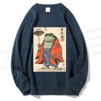 Unisex Japanese Vintage Frog Printed Sweatshirt