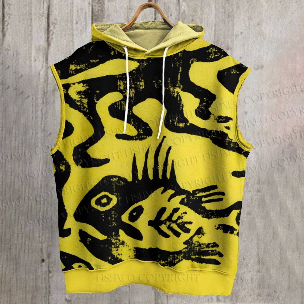 Unisex Artistic Octopus Fish Printed Sleeveless Hoodie