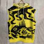 Unisex Artistic Octopus Fish Printed Sleeveless Hoodie