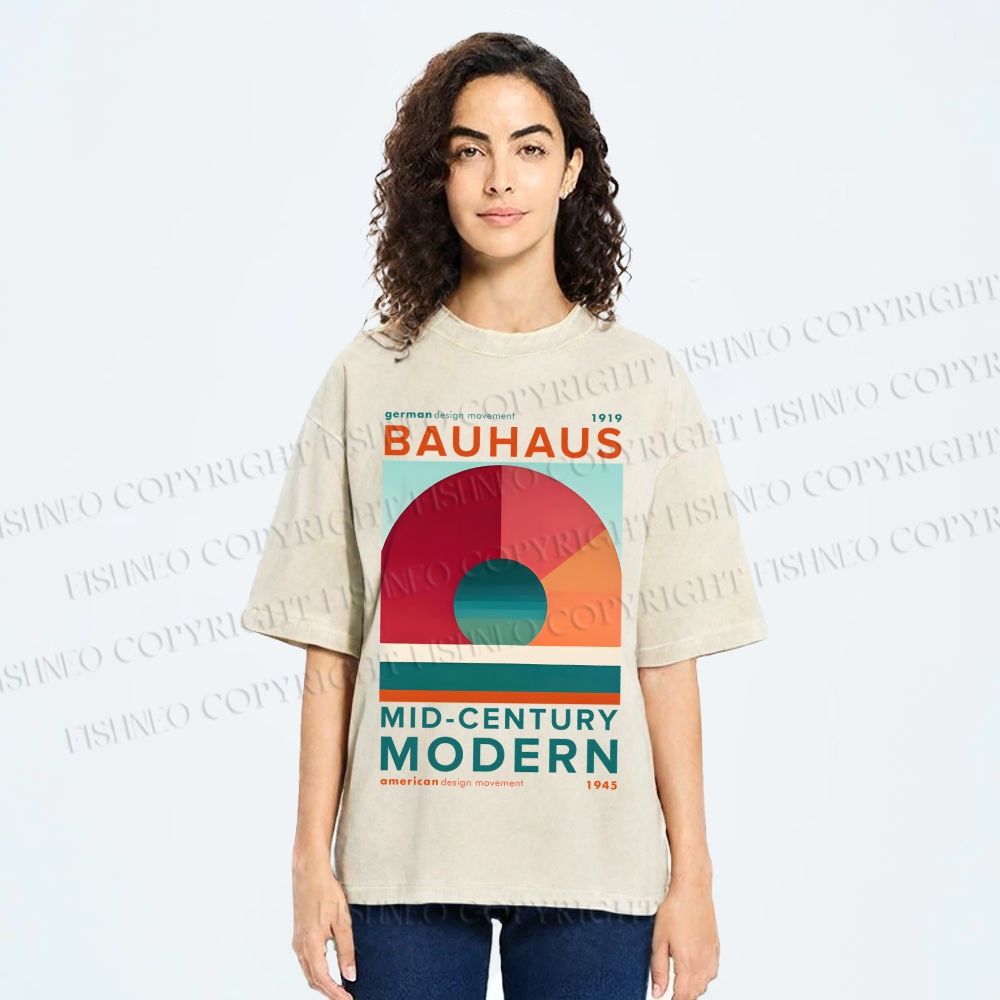 Unisex Bauhaus Geometry Printed Washed Tee