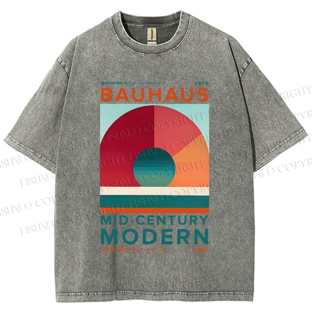 Unisex Bauhaus Geometry Printed Washed Tee