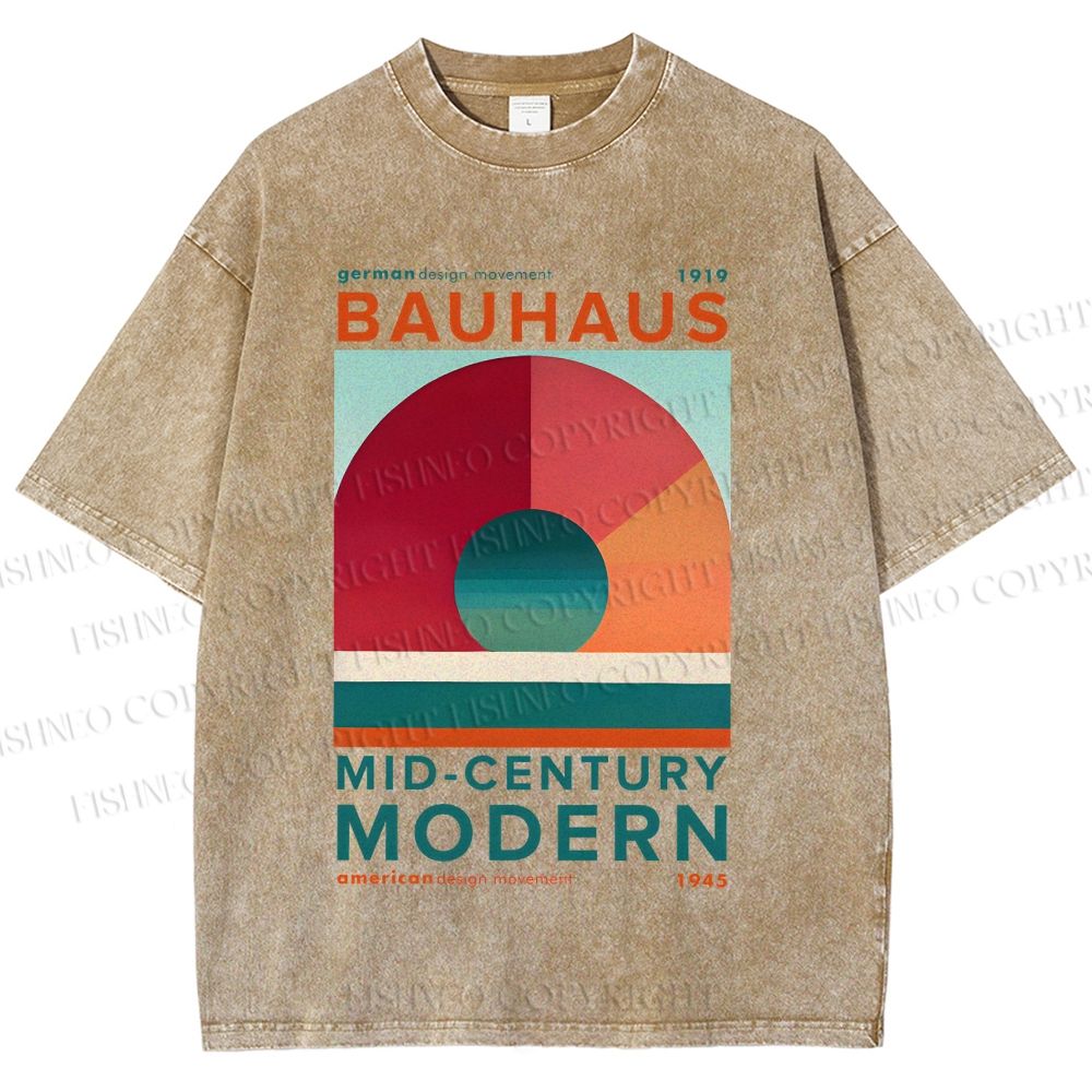 Unisex Bauhaus Geometry Printed Washed Tee