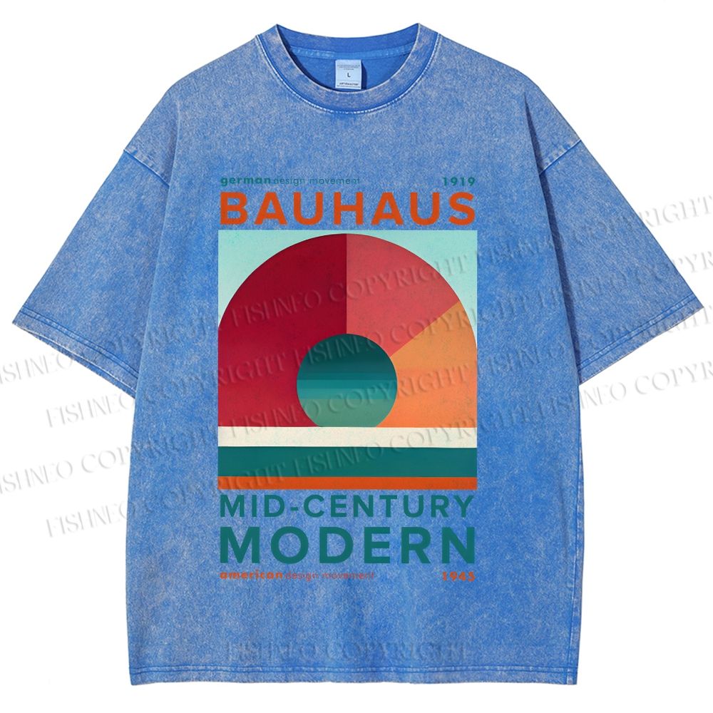 Unisex Bauhaus Geometry Printed Washed Tee
