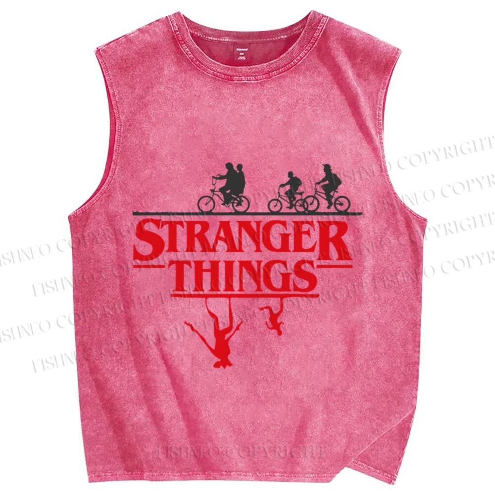Unisex Stranger Things Printed Washed Tank Top