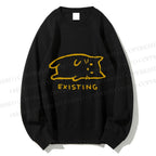 Unisex Laying Cat Existing Printed Sweatshirt
