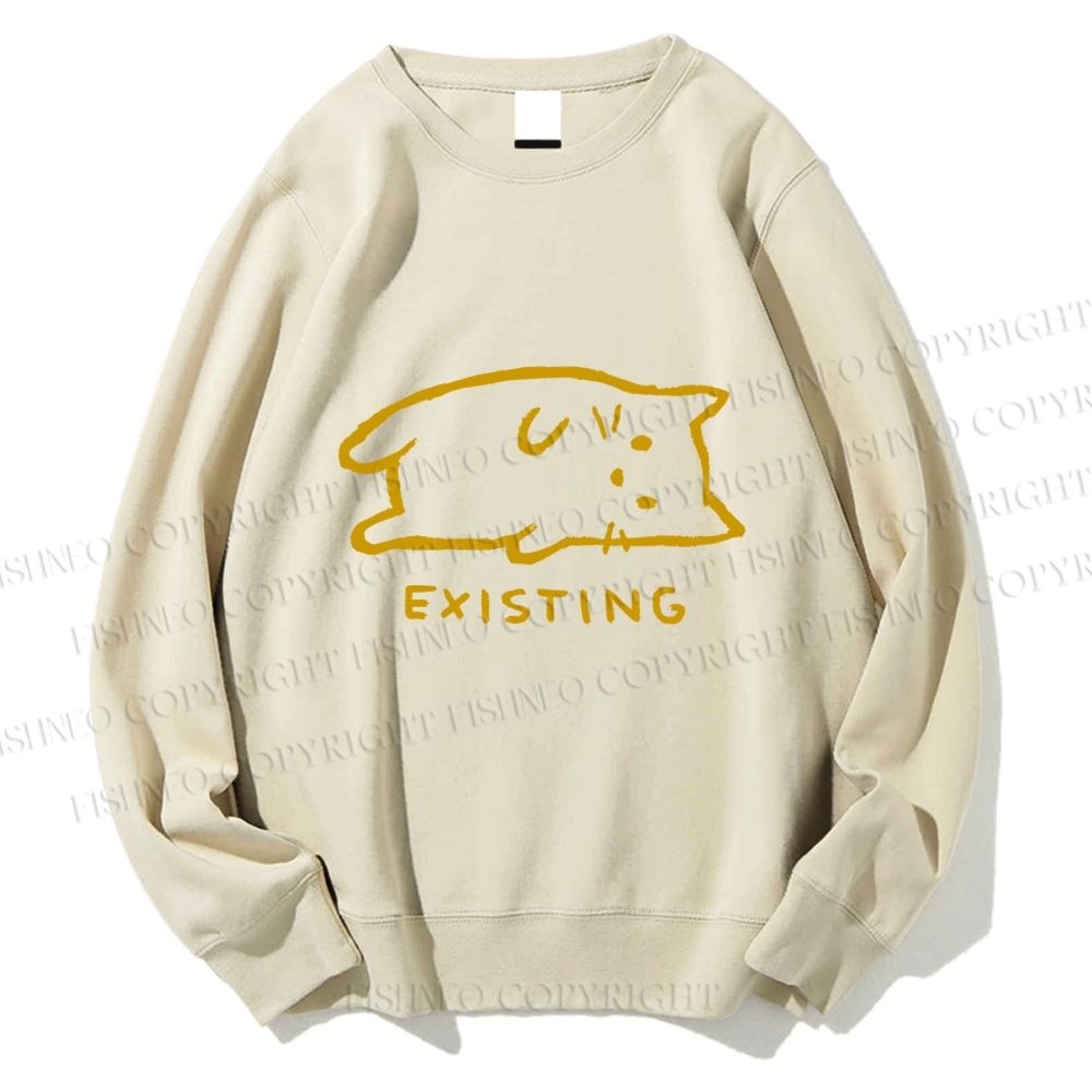 Unisex Laying Cat Existing Printed Sweatshirt