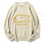 Unisex Laying Cat Existing Printed Sweatshirt