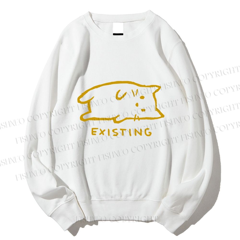 Unisex Laying Cat Existing Printed Sweatshirt