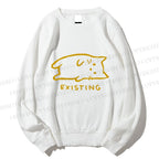 Unisex Laying Cat Existing Printed Sweatshirt