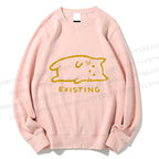 Unisex Laying Cat Existing Printed Sweatshirt