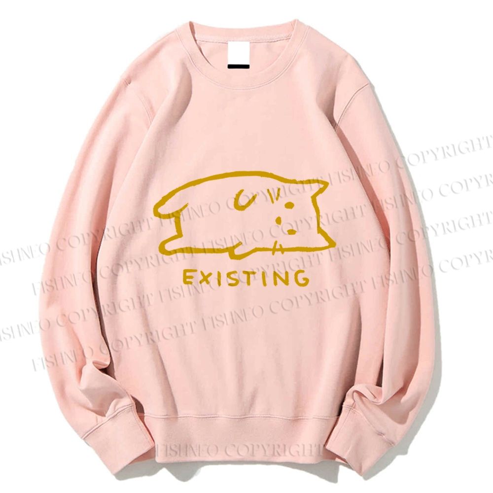 Unisex Laying Cat Existing Printed Sweatshirt