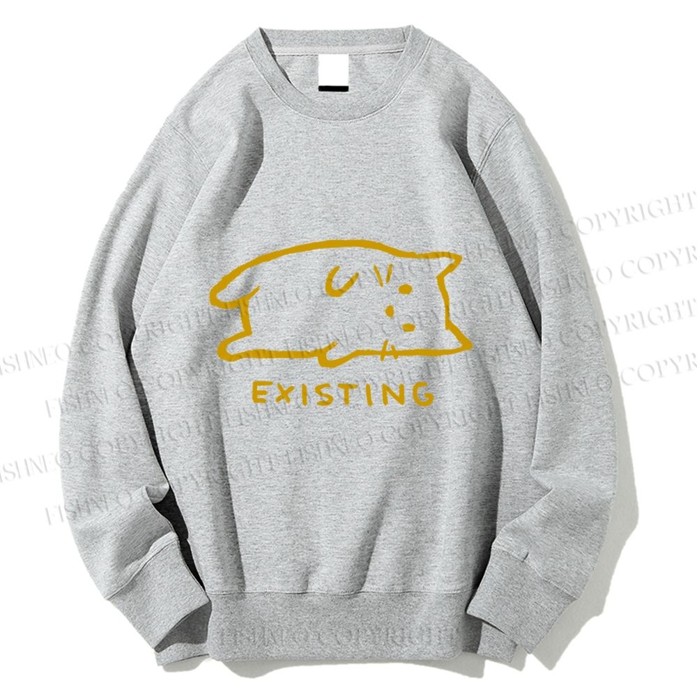 Unisex Laying Cat Existing Printed Sweatshirt