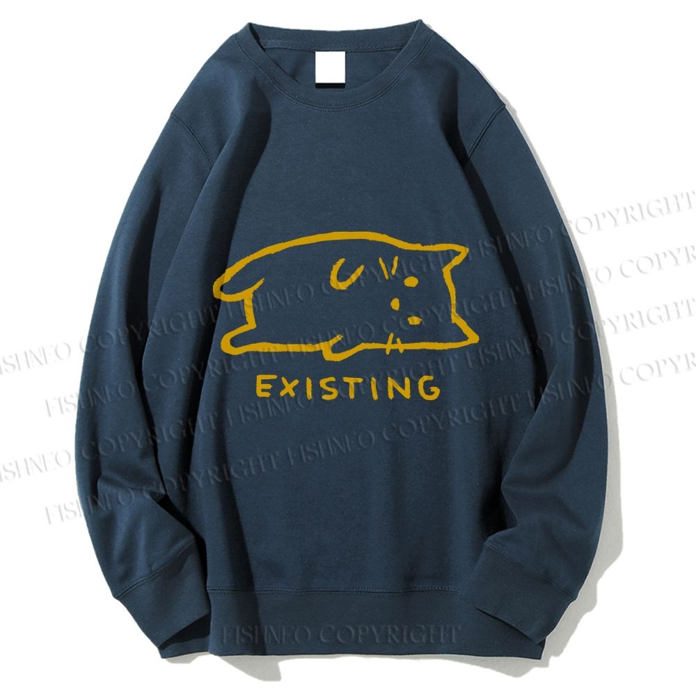 Unisex Laying Cat Existing Printed Sweatshirt