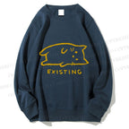 Unisex Laying Cat Existing Printed Sweatshirt