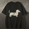 Unisex Classic Cotton Floral Dachshund Printed T-shirt