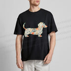 Unisex Classic Cotton Floral Dachshund Printed T-shirt