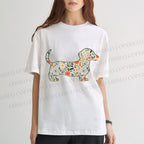 Unisex Classic Cotton Floral Dachshund Printed T-shirt