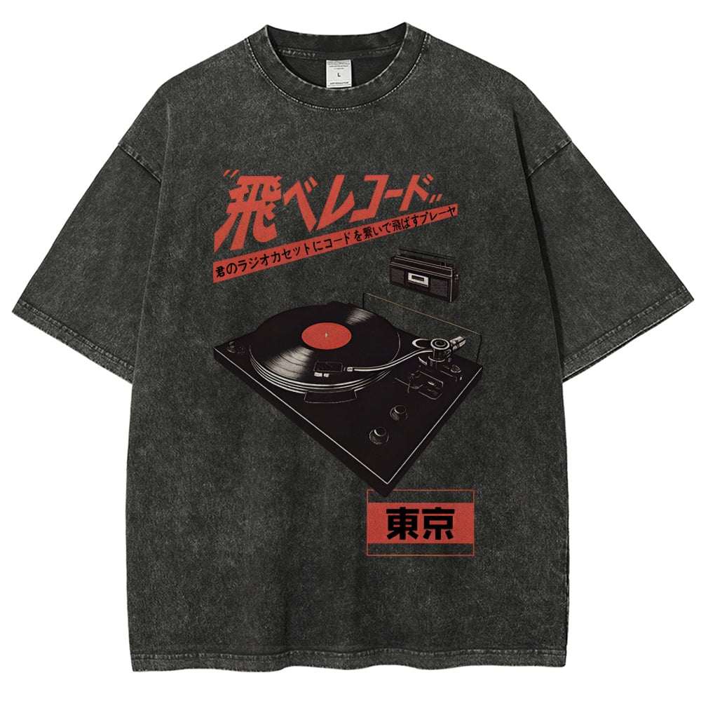 Retro Japanese Tokyo Music Washed T-Shirt