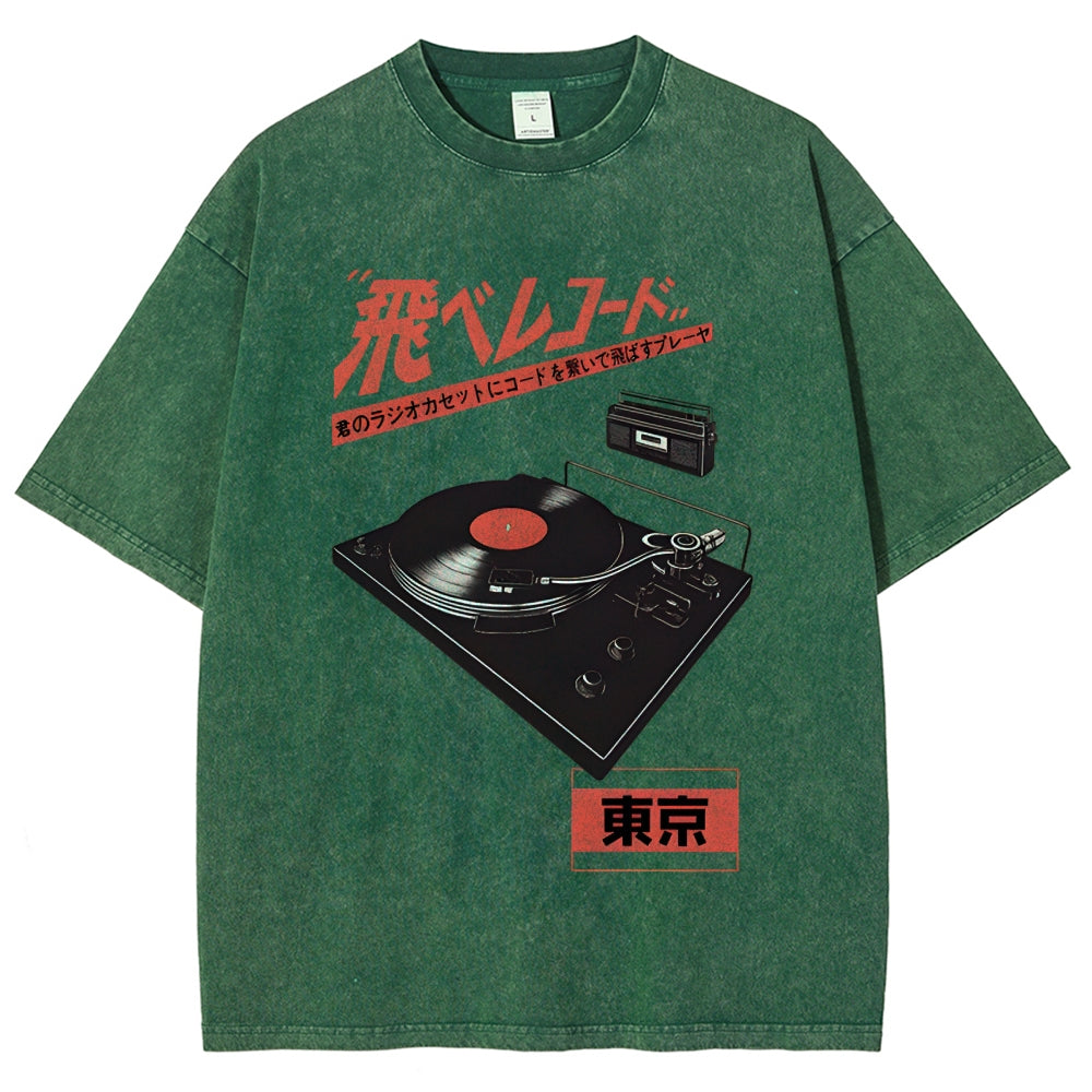 Retro Japanese Tokyo Music Washed T-Shirt
