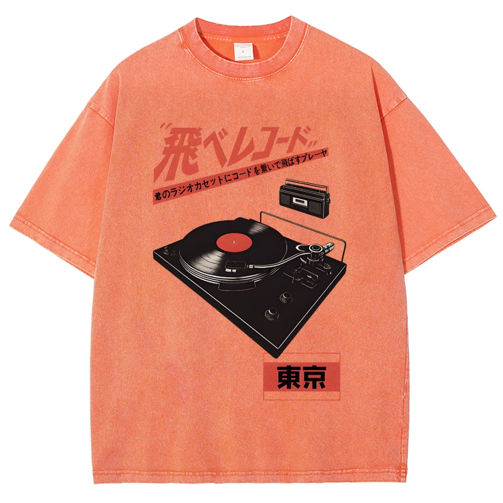 Retro Japanese Tokyo Music Washed T-Shirt