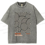 Unisex Yayoi Kusama Geometric Circles Printed Washed Tee