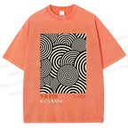 Unisex Yayoi Kusama Geometric Circles Printed Washed Tee