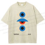 Unisex Bauhaus Art Geometric Eye Printed Washed Tee