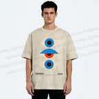Unisex Bauhaus Art Geometric Eye Printed Washed Tee