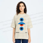 Unisex Bauhaus Art Geometric Eye Printed Washed Tee