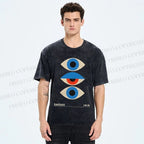 Unisex Bauhaus Art Geometric Eye Printed Washed Tee
