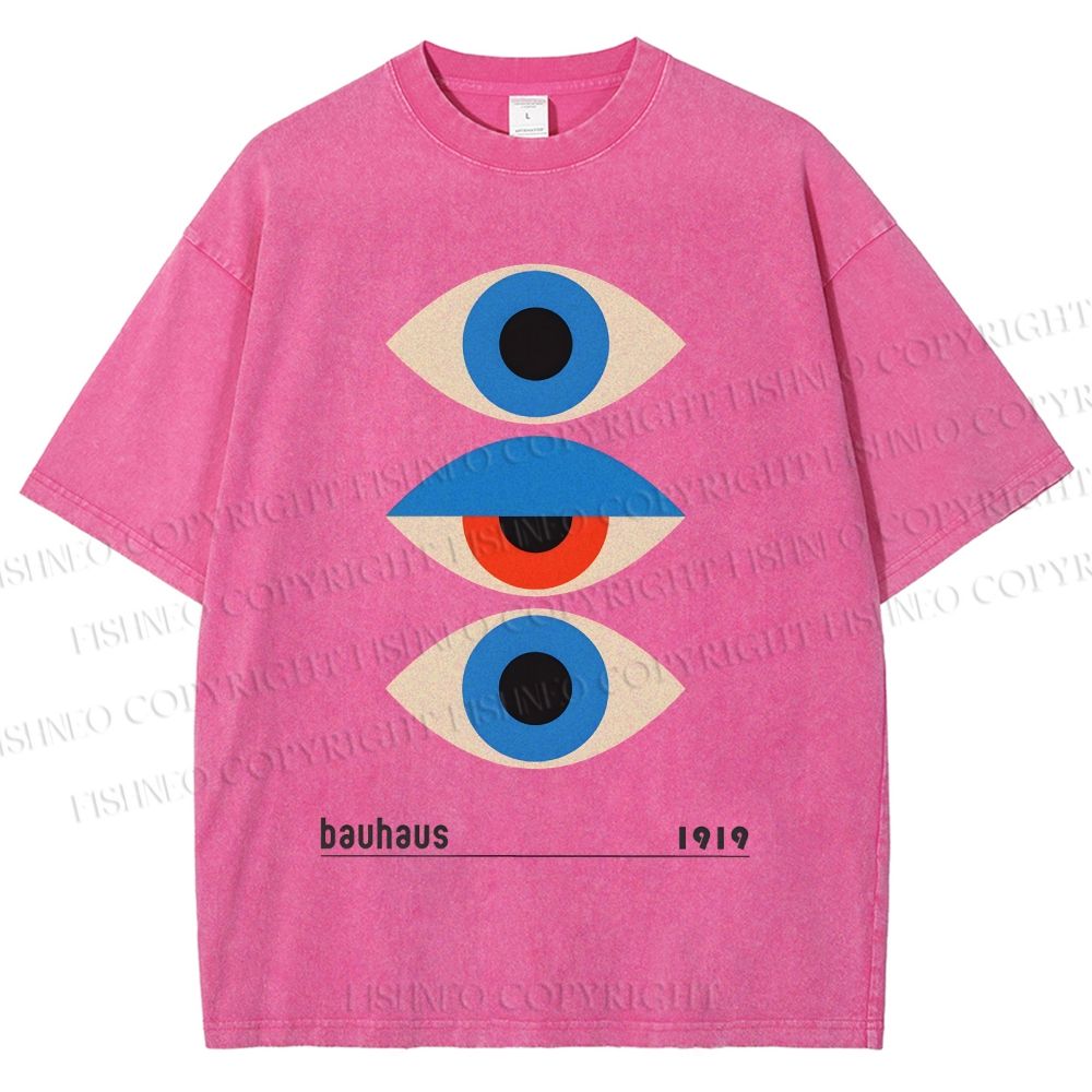 Unisex Bauhaus Art Geometric Eye Printed Washed Tee
