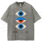 Unisex Bauhaus Art Geometric Eye Printed Washed Tee