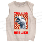 Unisex Violence Is Always The Answer Printed Washed Tank Top