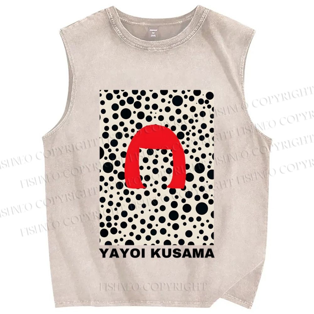Unisex Yayoi Kusama Printed Washed Tank Top