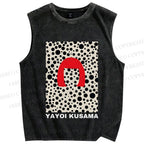 Unisex Yayoi Kusama Printed Washed Tank Top