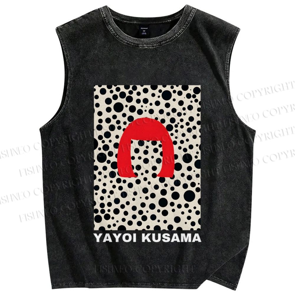 Unisex Yayoi Kusama Printed Washed Tank Top